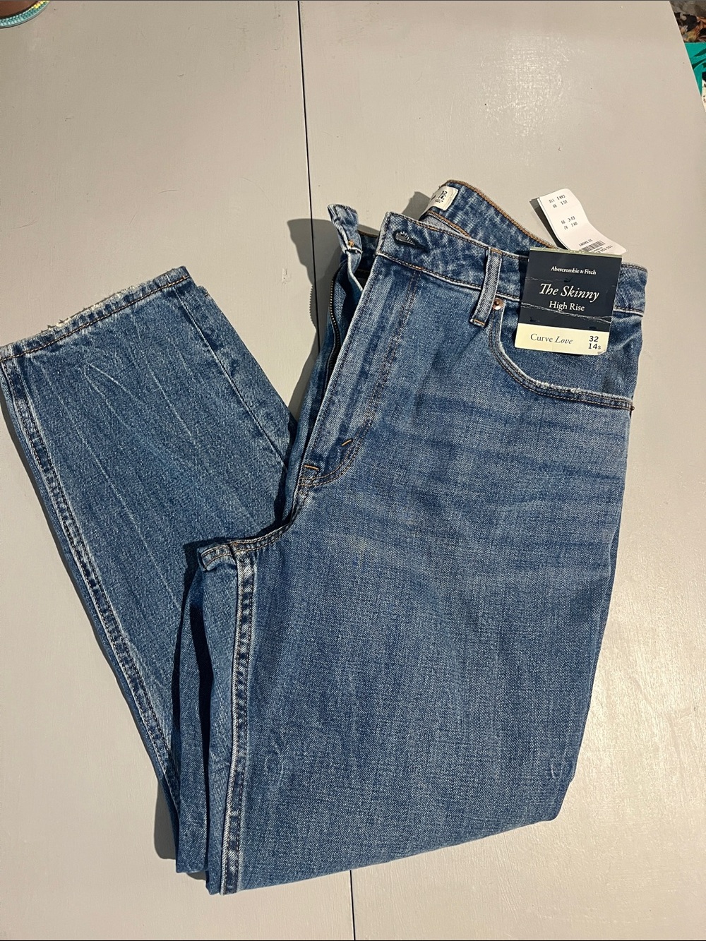 Abercrombie & Fitch The Skinny High Rise Curve Love Jeans - Blue Denim